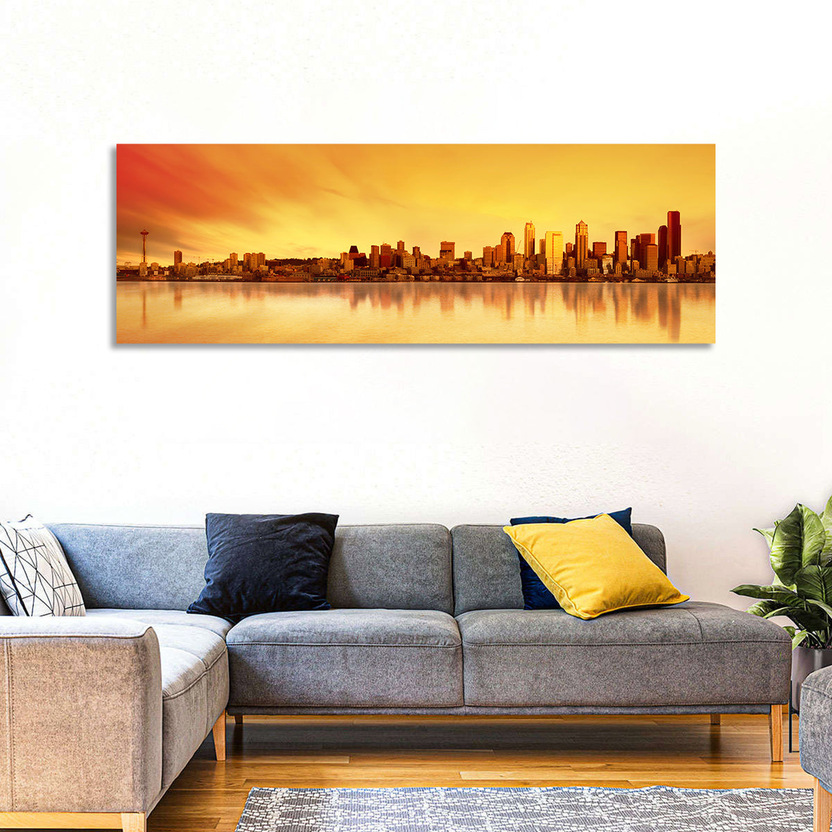 Seattle Skyline in Golden Hour Wall Art