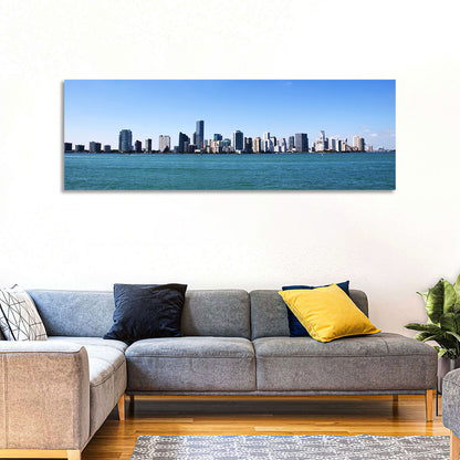 Miami Skyline Over Calm Blue Water Wall Art