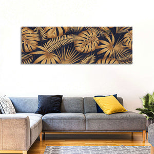 Golden Tropical Leaves Wall Art