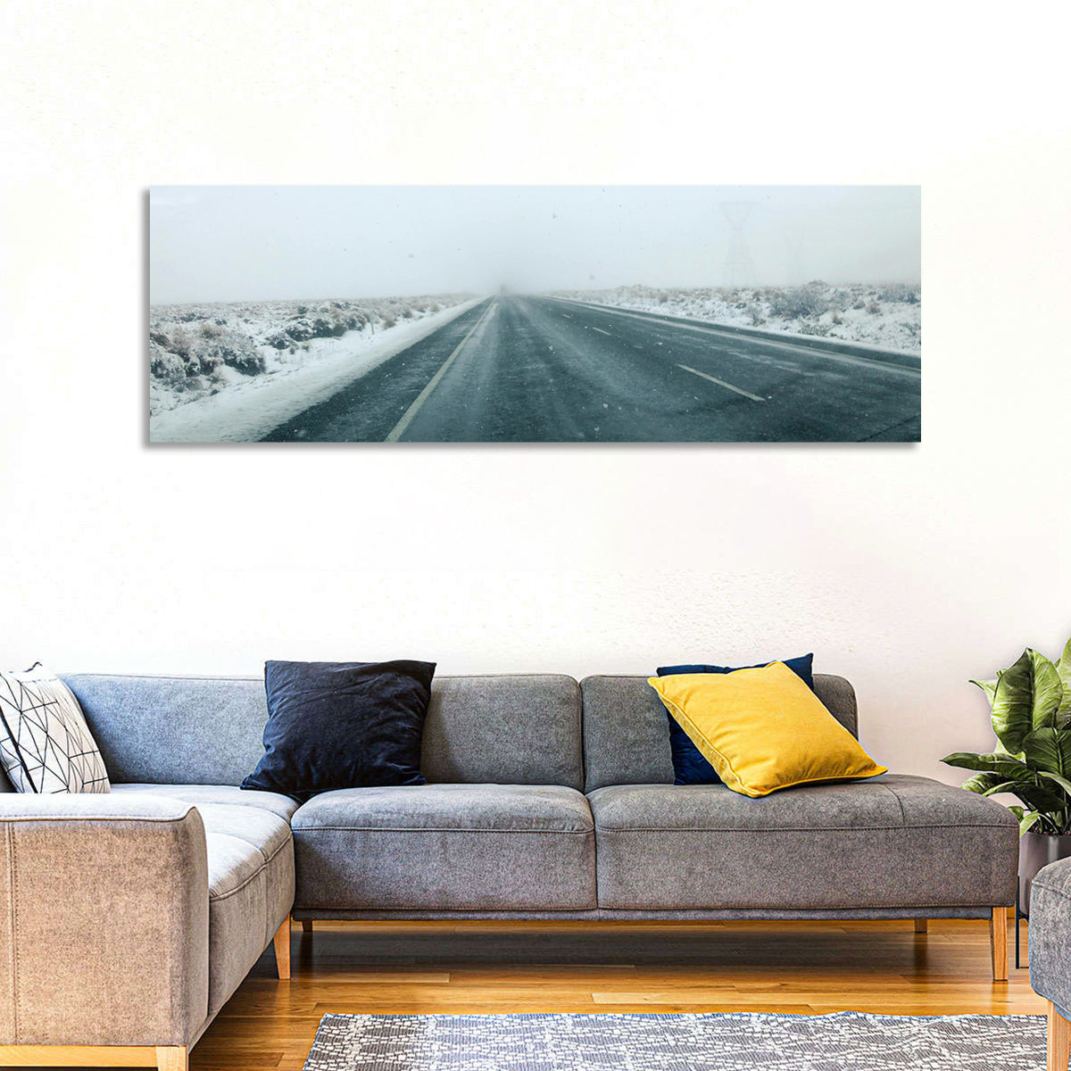 Foggy Winter Mountain Road Wall Art