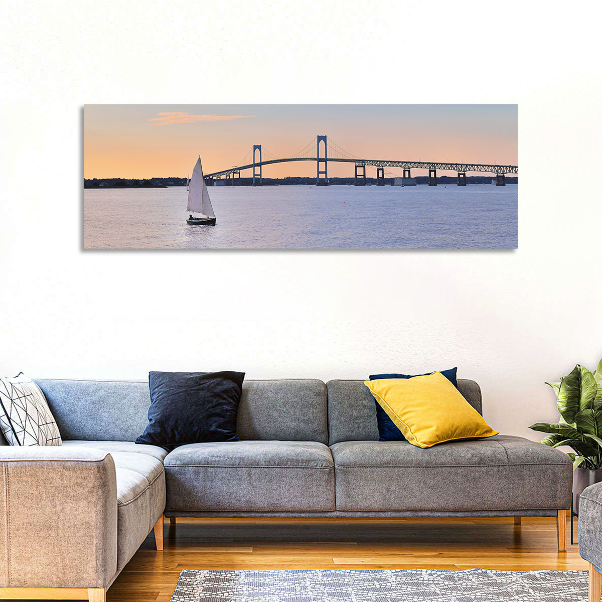 Newport Bridge at Sunset Wall Art
