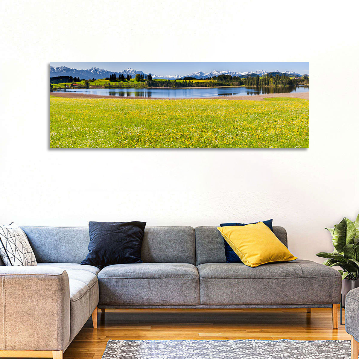 Alpine Lake Meadow with Dandelions Wall Art