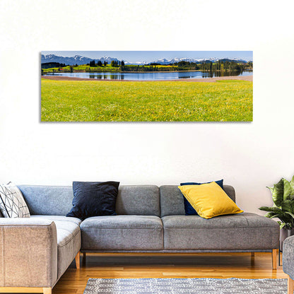 Alpine Lake Meadow with Dandelions Wall Art