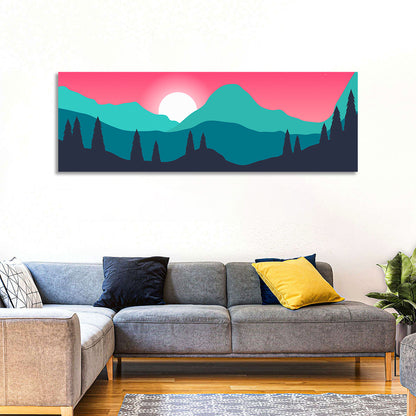 Turquoise and Pink Mountain Sunset Wall Art