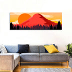 Stippled Red Mountain Sunset Wall Art