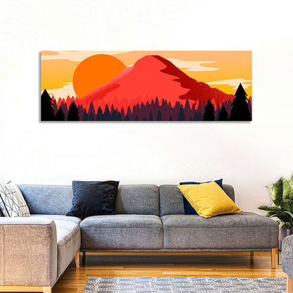 Stippled Red Mountain Sunset Wall Art