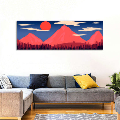 Crimson Sun Over Blue Mountains Wall Art