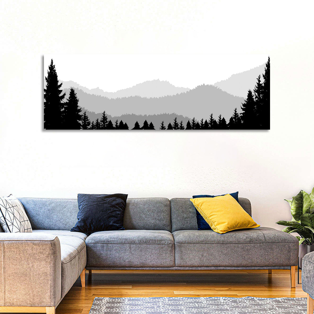 Foggy Mountain Silhouettes Wall Art