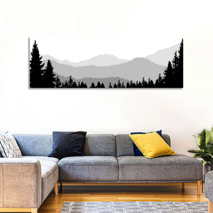Foggy Mountain Silhouettes Wall Art