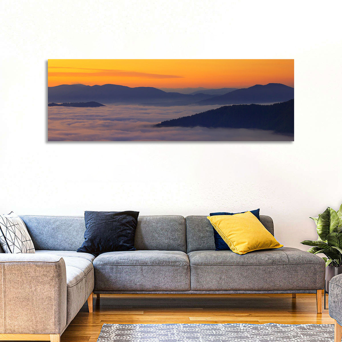 Cloud Sea Over Mountains at Golden Dawn Wall Art