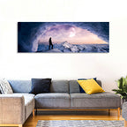 Moonlit Ice Cave Hiker Wall Art