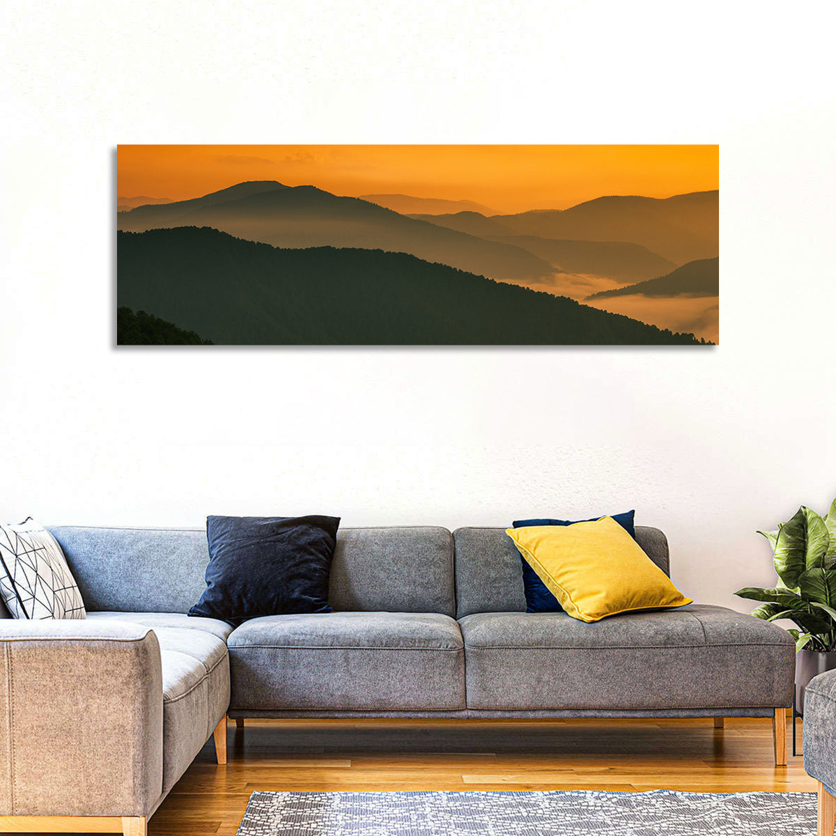 Golden Mist Mountain Valley Wall Art