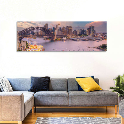 Sydney Harbour Bridge at Golden Twilight Wall Art