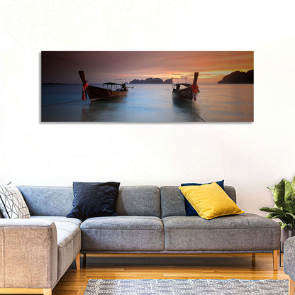 Phi Phi Longtail Boats at Golden Hour Wall Art