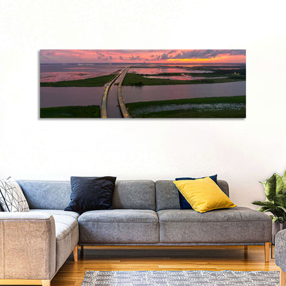 Mobile Bay Causeway at Dusk Wall Art