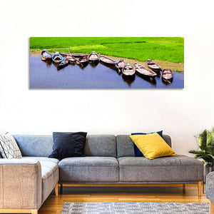 Boats Near Rice Field Wall Art