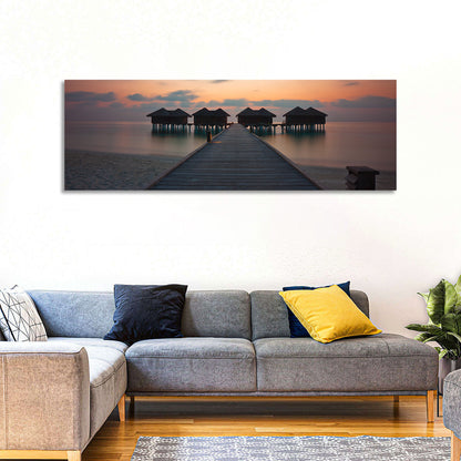 Overwater Bungalows at Sunset Wall Art
