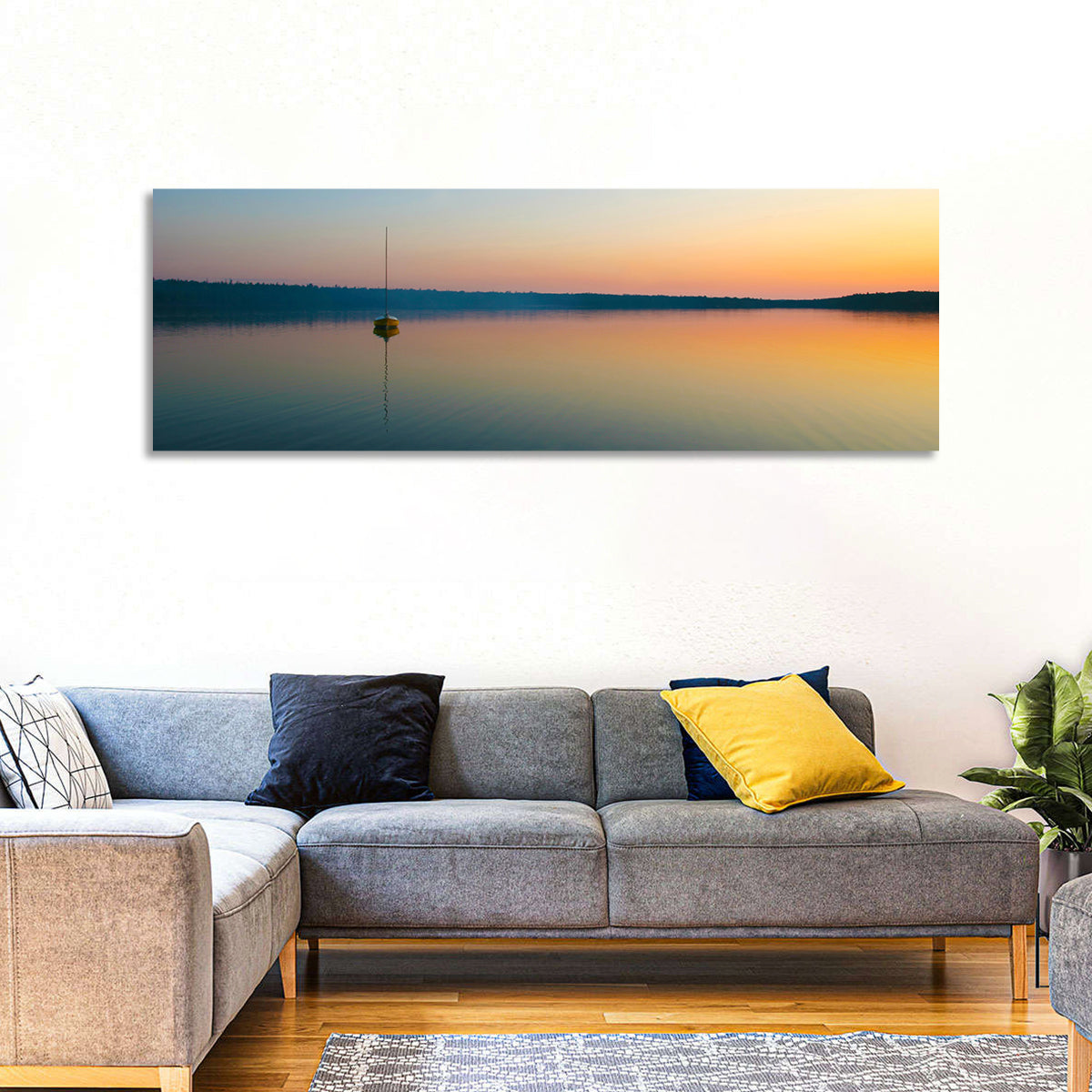 Cyprus Lake Sunset Boat Wall Art
