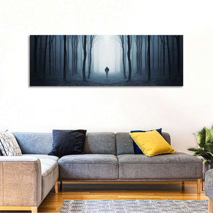 Lone Figure in Misty Forest Wall Art