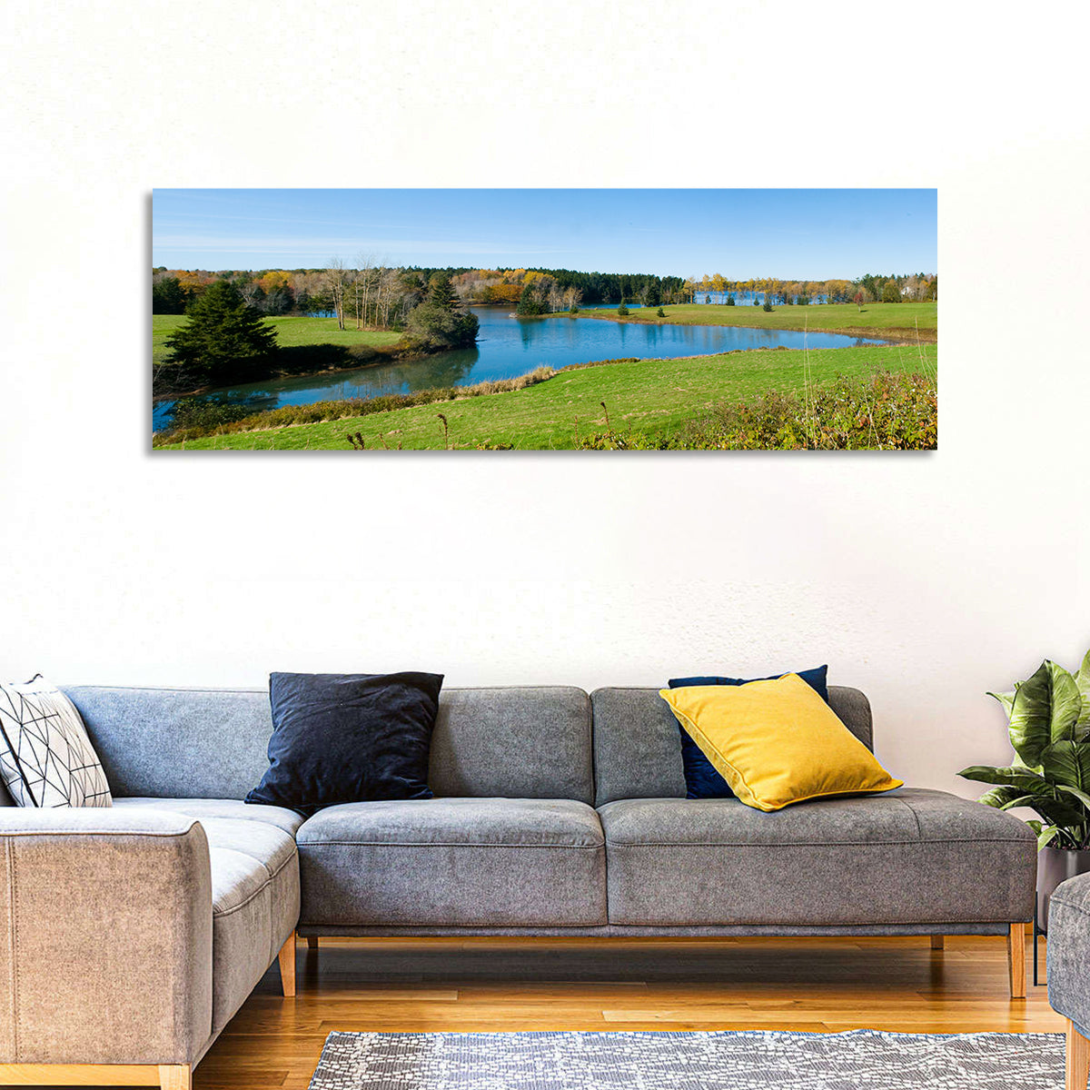 St. George River Cove Wall Art in a room, panoramic