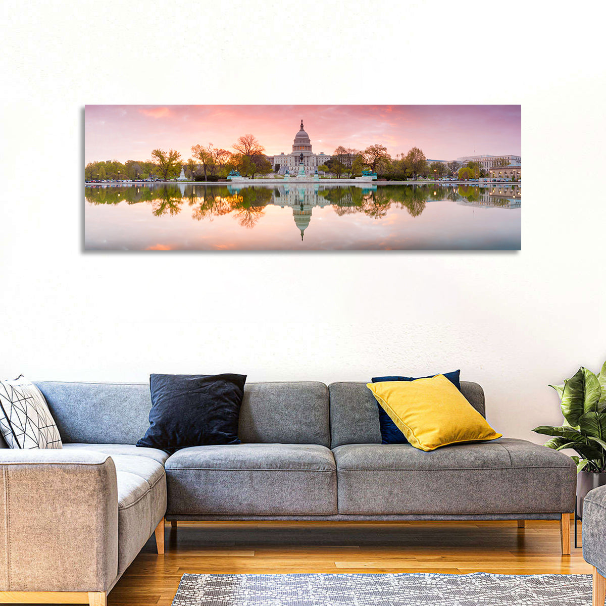United States Capitol Sunrise Reflection Wall Art