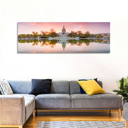 United States Capitol Sunrise Reflection Wall Art