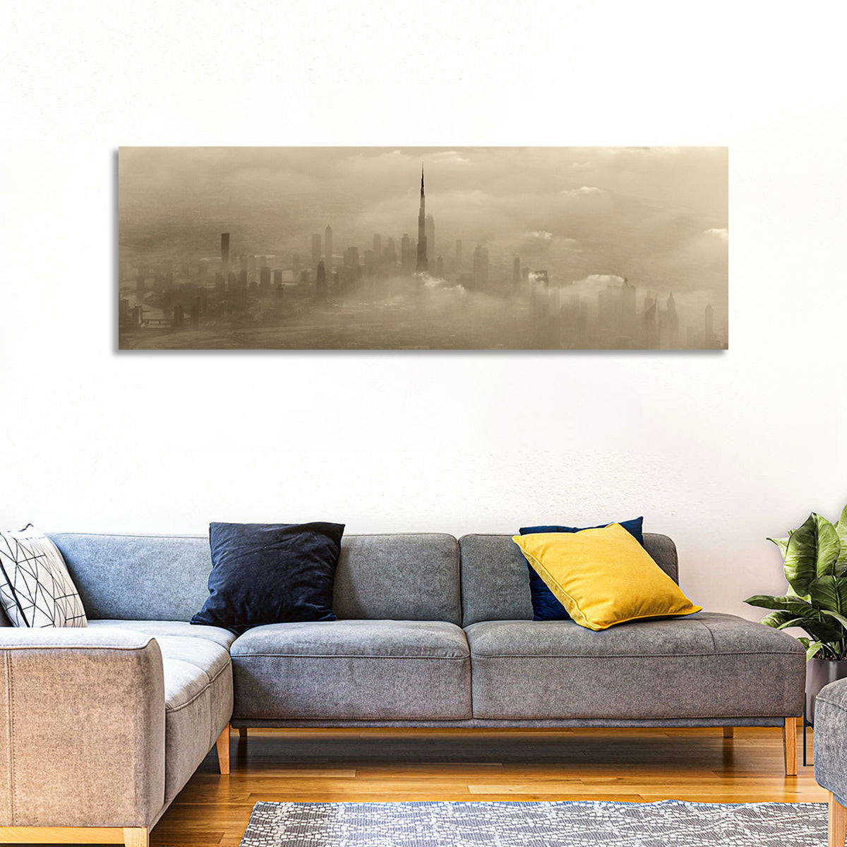 Dubai Haze Over Burj Khalifa Wall Art