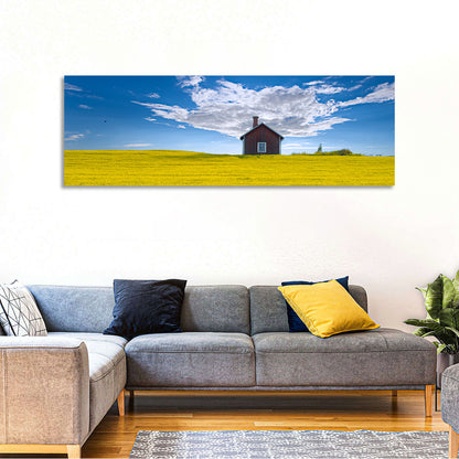 Red Barn in Golden Wheat Field Wall Art