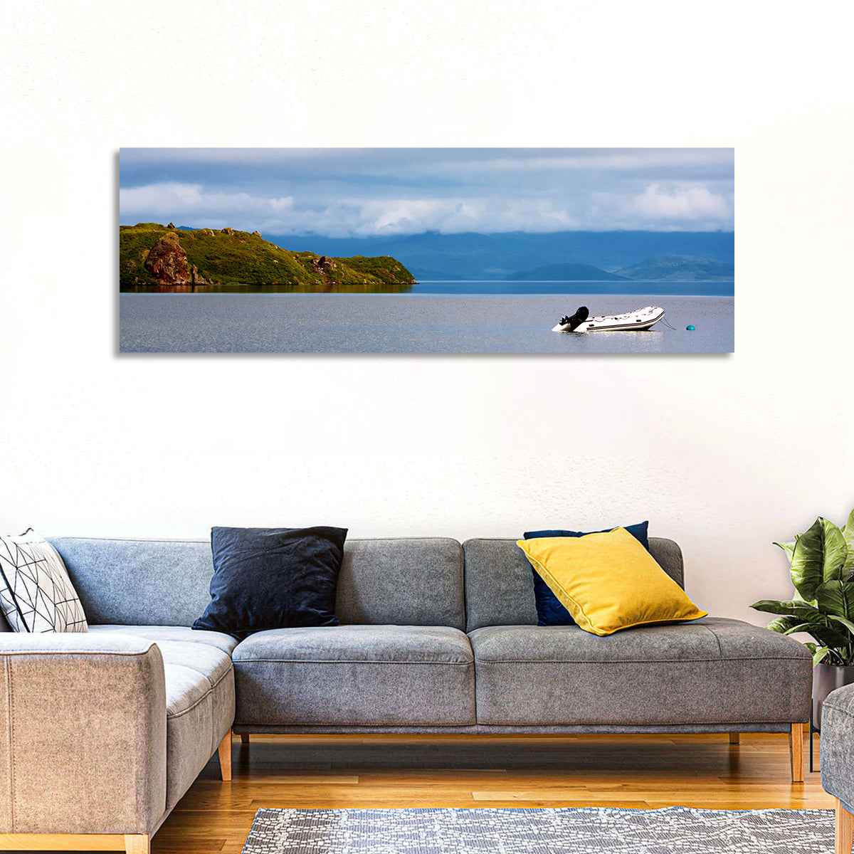 Kronotskое Lake with Boat Wall Art
