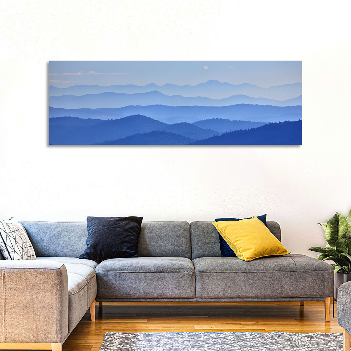 Misty Blue Mountain Valley Wall Art