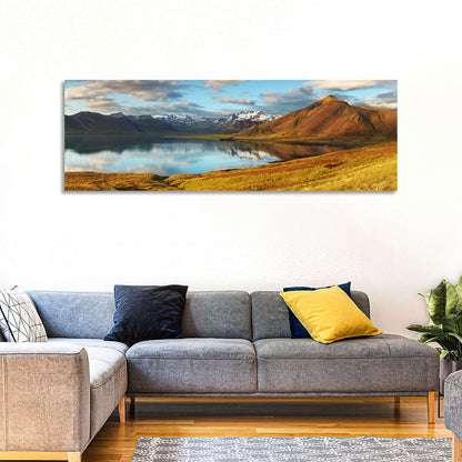 Icelandic Mountain Lake at Golden Hour Wall Art