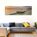 Green Rowboat at Sunrise Wall Art