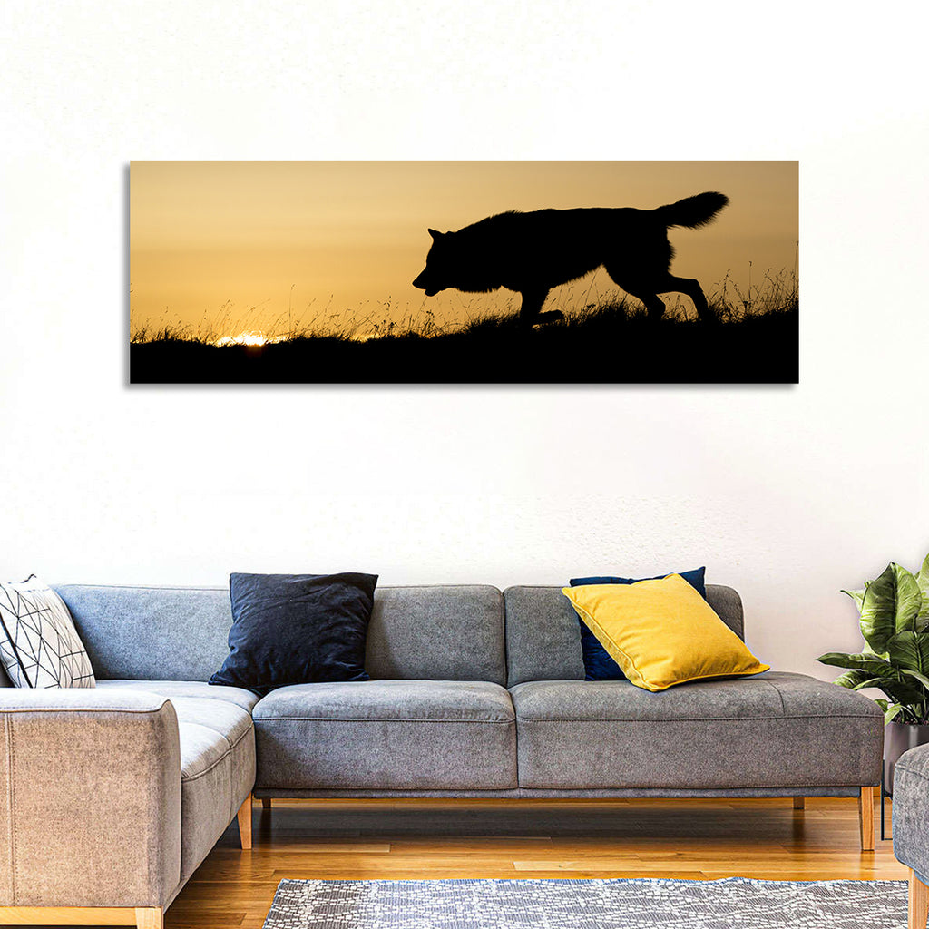 Wolf at Golden Horizon Wall Art