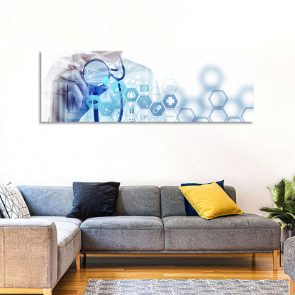 Stethoscope Checkup with Medical Icons Wall Art