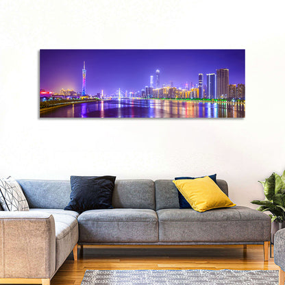 Guangzhou Skyline Night Over Pearl River Wall Art