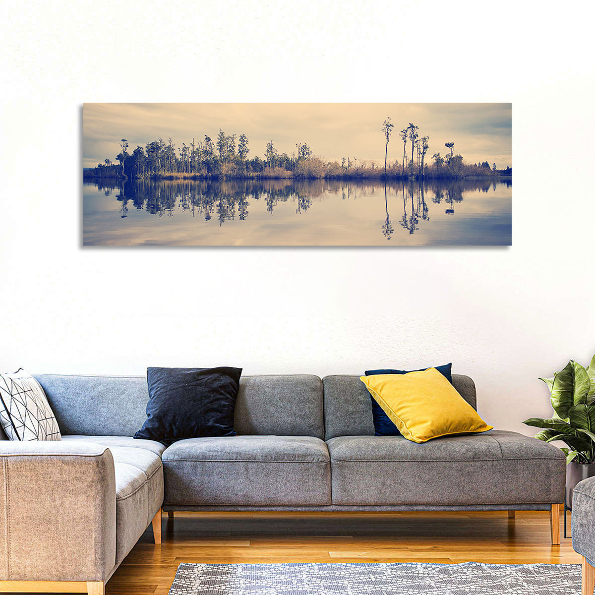 Sunset Over Forest Lake Wall Art