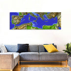 Mediterranean Sea Shaded Relief Map Wall Art