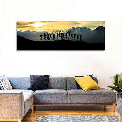 Golden Team Silhouettes at Sunset Wall Art