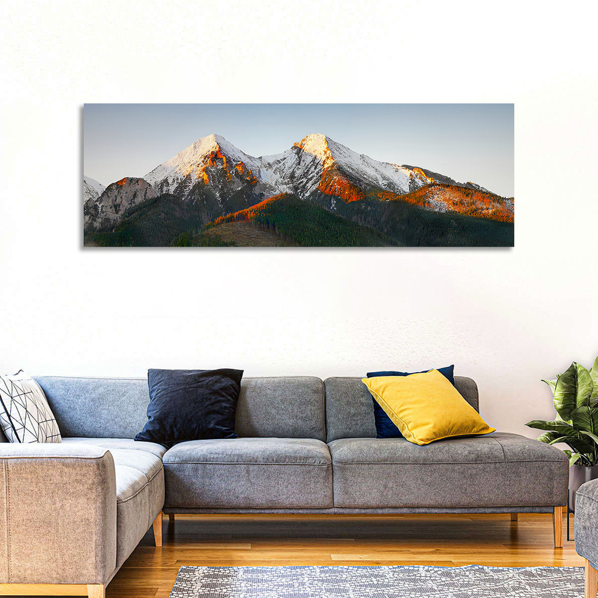 Sunlit Snow Capped Peaks Wall Art