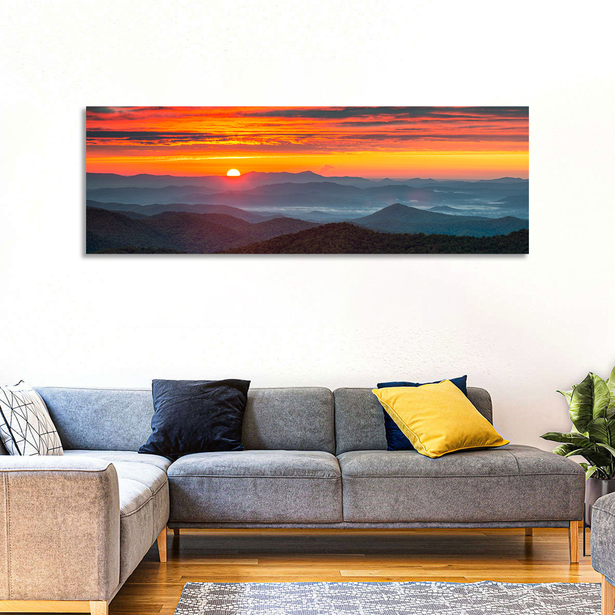 Blue Ridge Sunrise Over Misty Ridges Wall Art