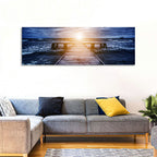 Sunlit Wooden Jetty at Dusk Wall Art