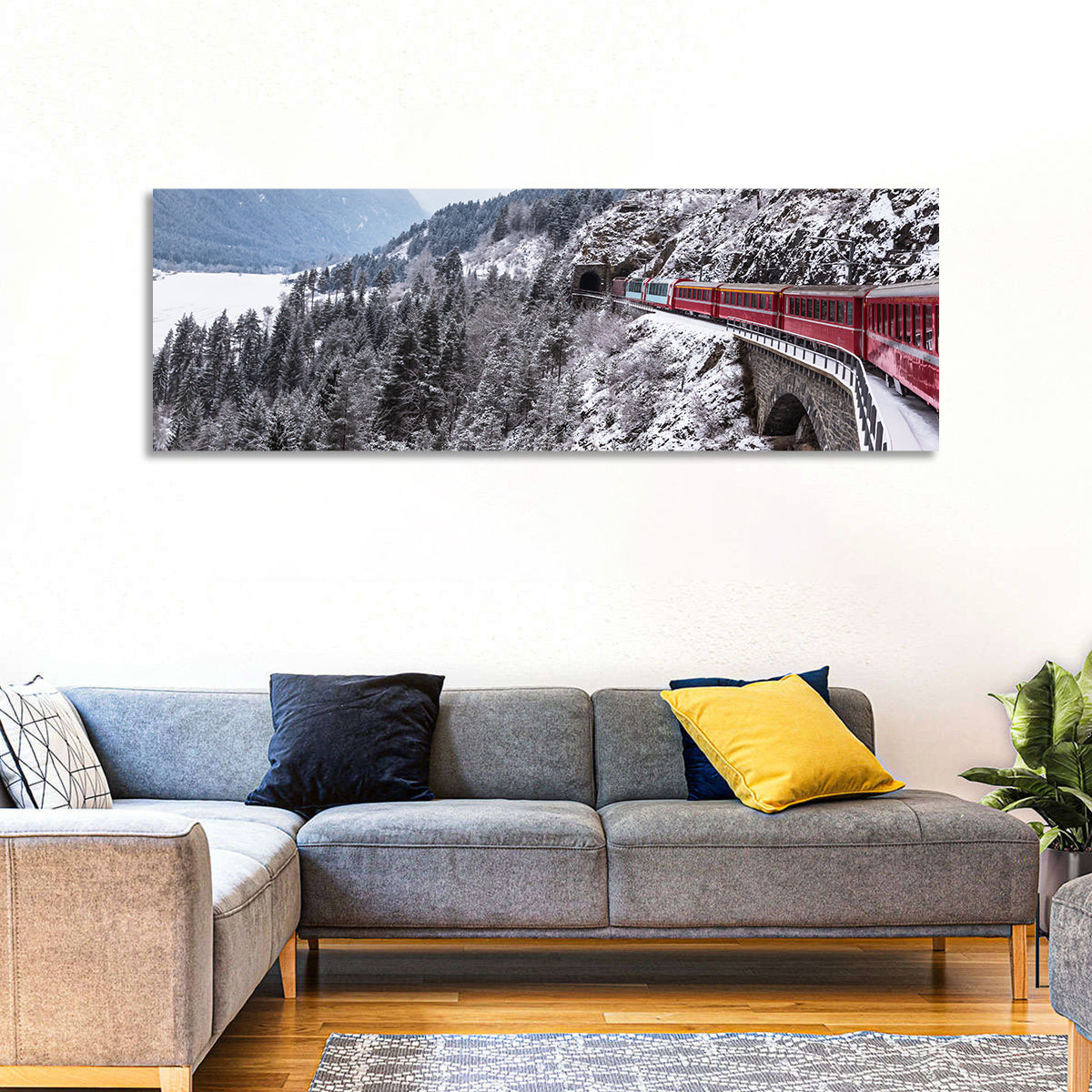 Red Train at Landwasser Viaduct Wall Art