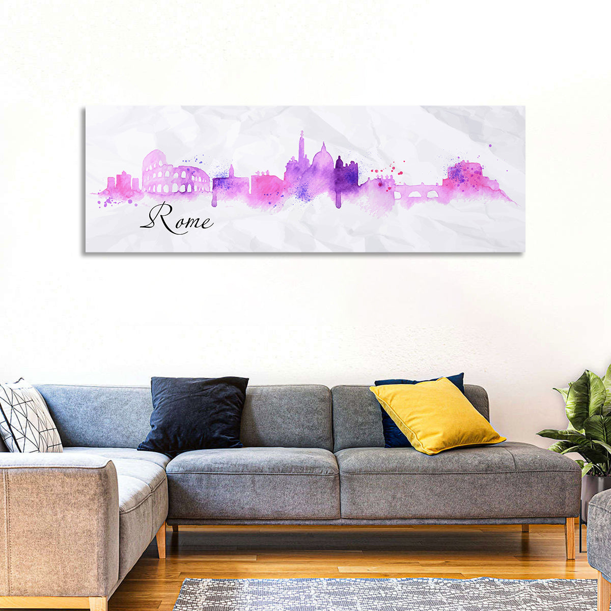 Watercolor Rome Skyline Wall Art