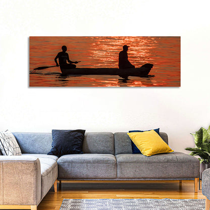 Sunset Canoe Silhouette Wall Art