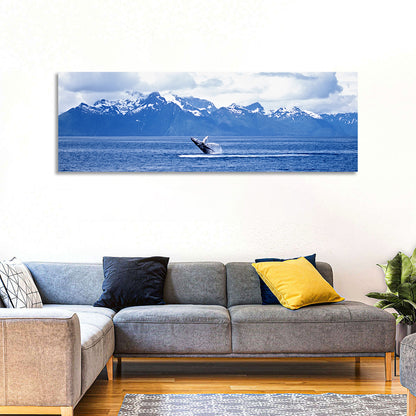 Humpback Whale with Snow Capped Mountains Wall Art