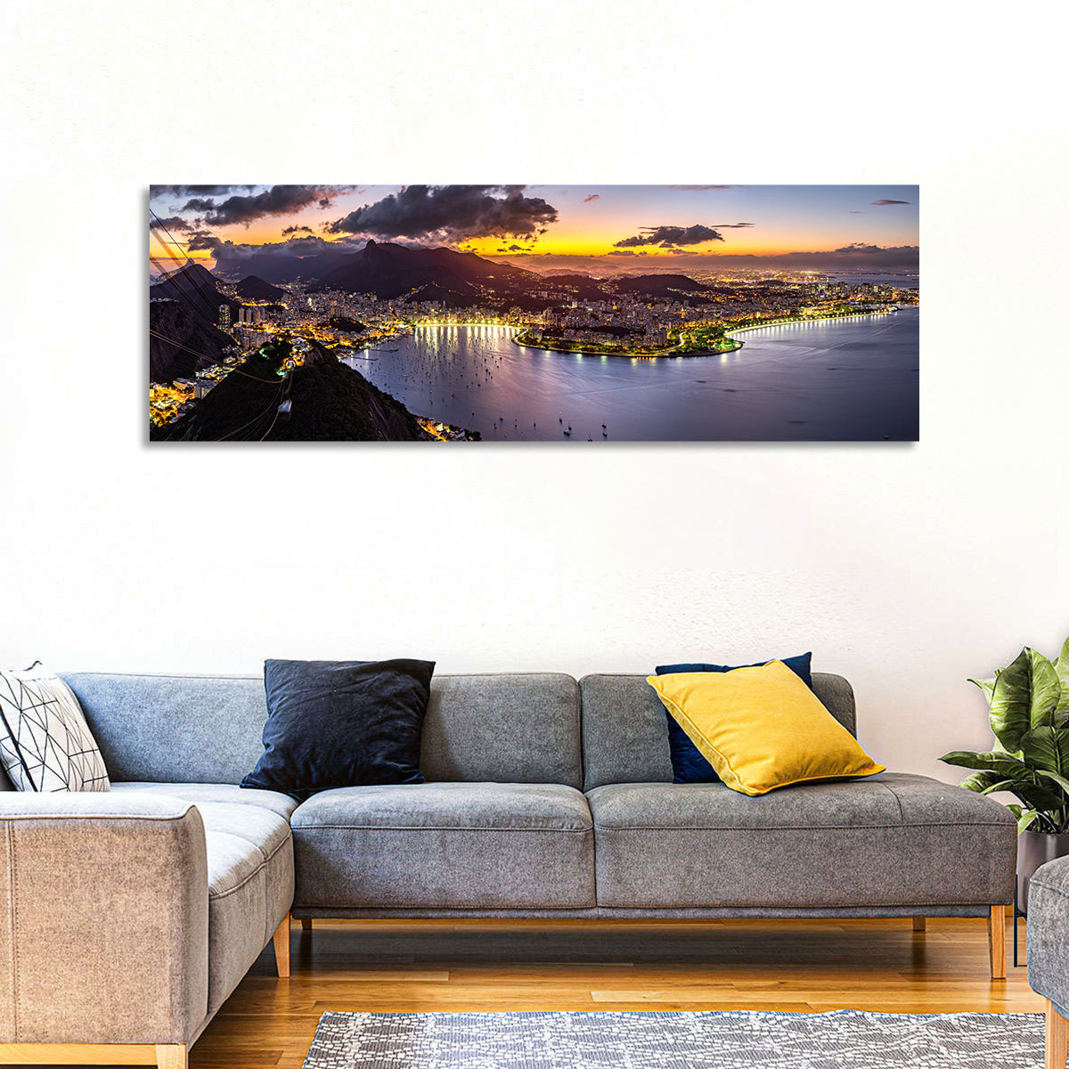 Rio De Janeiro Night Skyline Wall Art