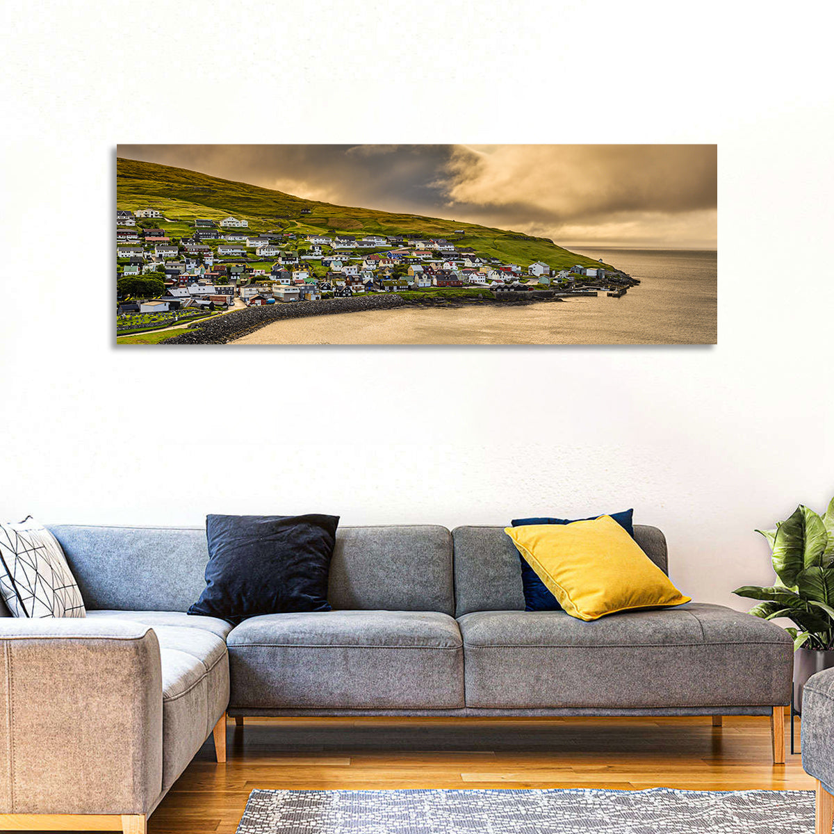 Coastal Village at Golden Hour Wall Art