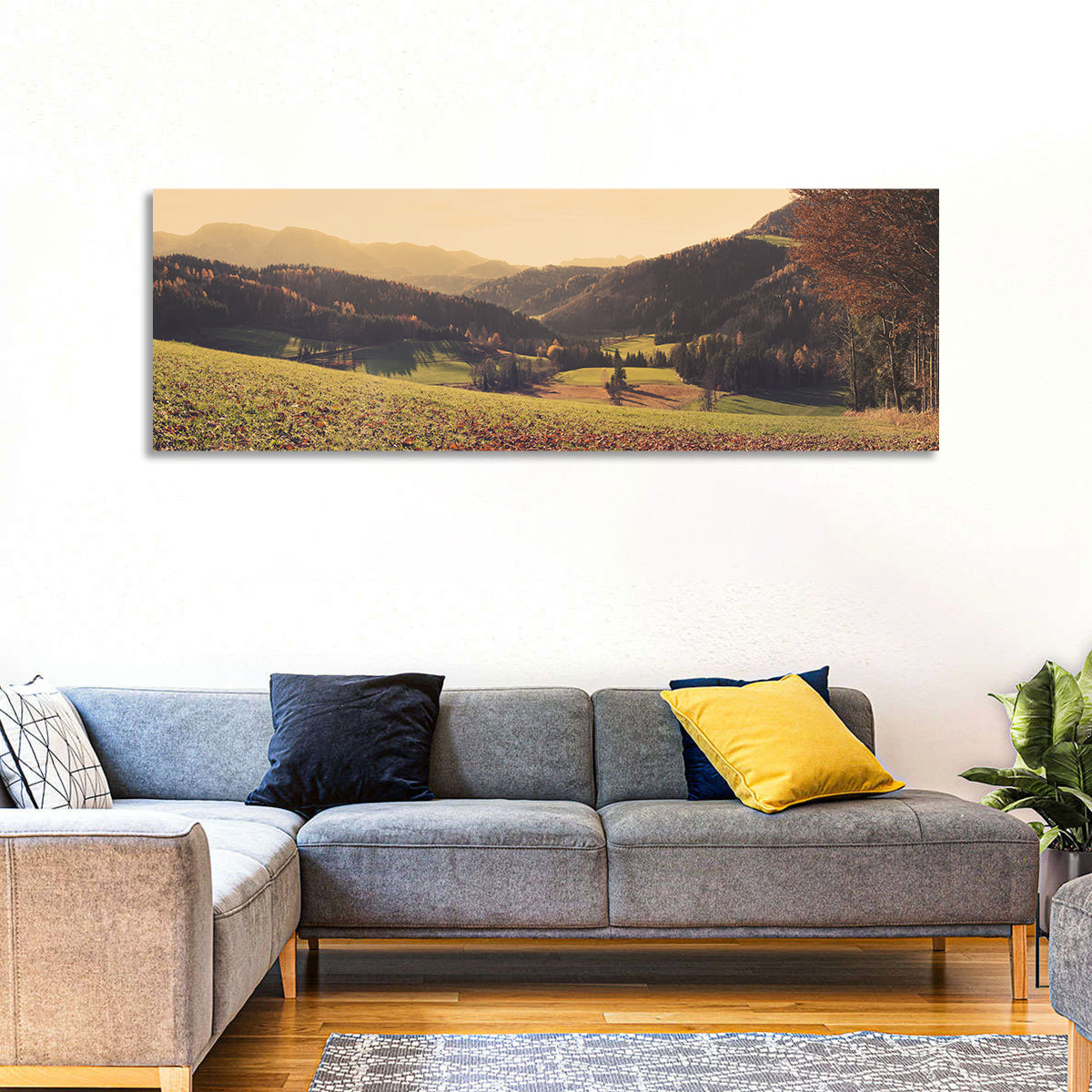 Stodertal Valley Wall Art in a room, panoramic