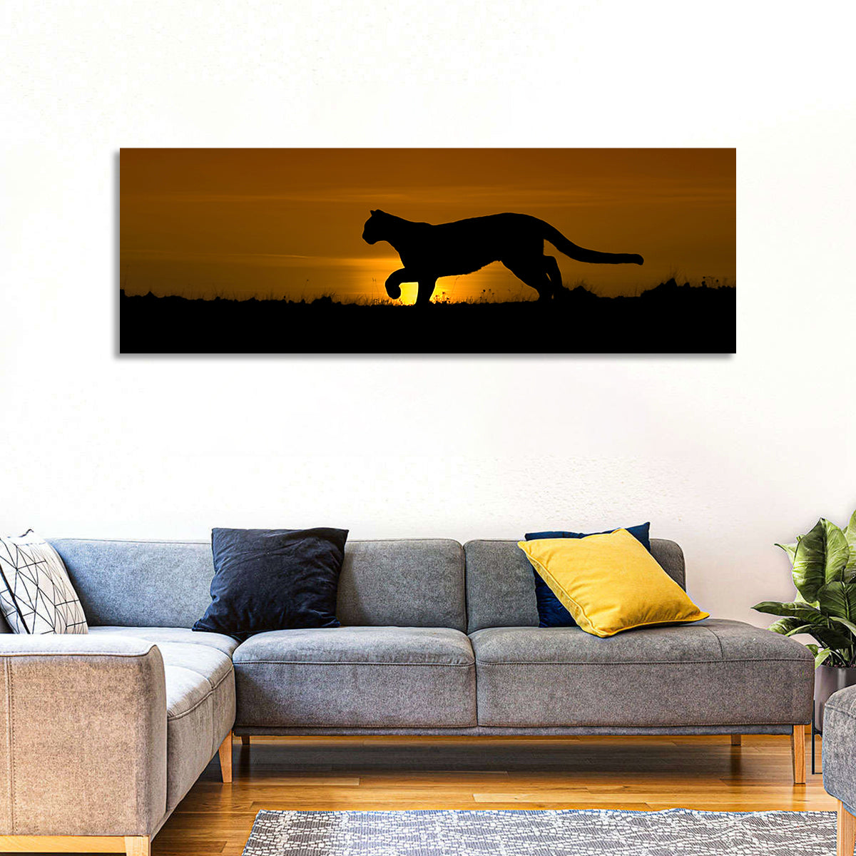 Cougar Silhouette at Sunset Wall Art