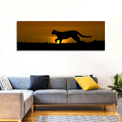 Cougar Silhouette at Sunset Wall Art